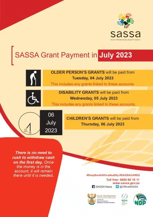 PAYMENT DATES FOR JULY 2023