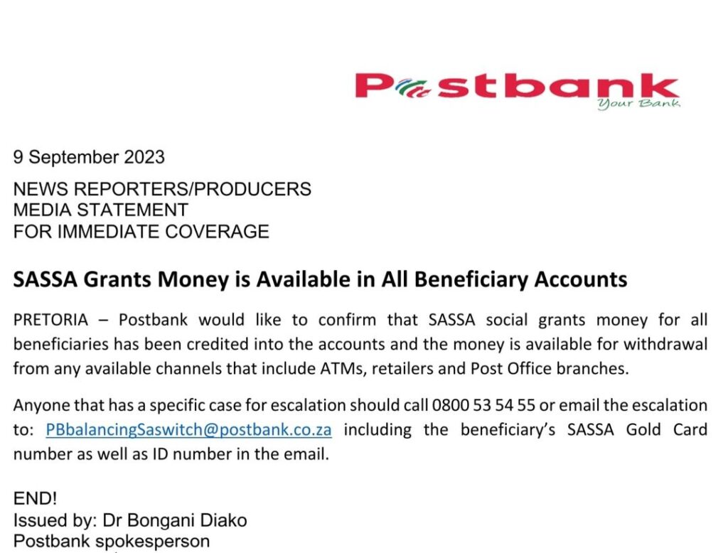 SASSA Grants Money is Available